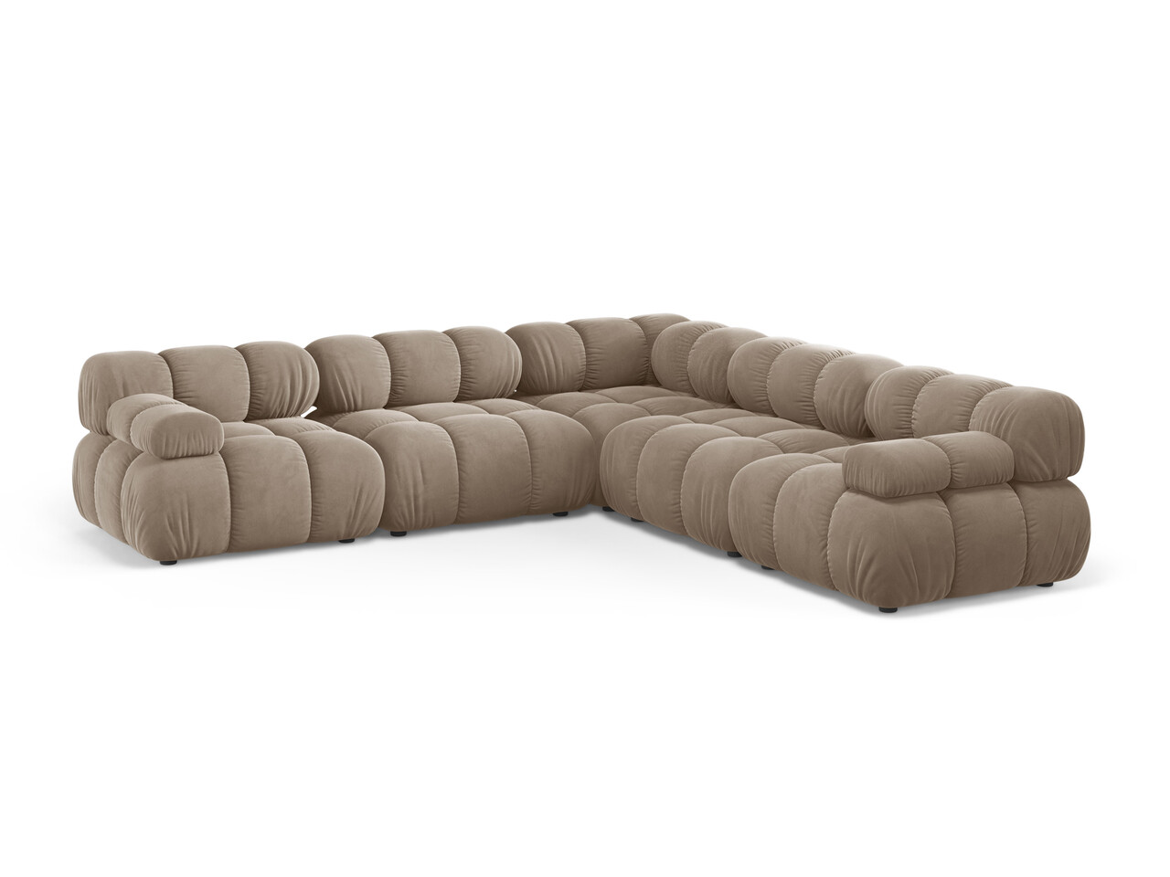 Coltar simetric 5 locuri, Bellis-51, Micadoni Home, 282x282x70 cm, catifea, cappuccino Colțare